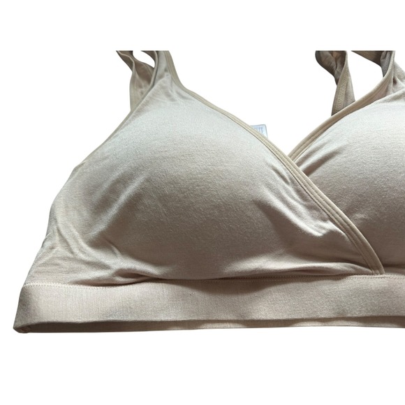 JOYSFUN Maternity Nursing Bra Beige Wrap Front Wirefree Comfort XL - Picture 2 of 9
